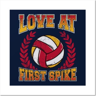 Volleyball Love At First Spike Player Coach Team Tournament Posters and Art